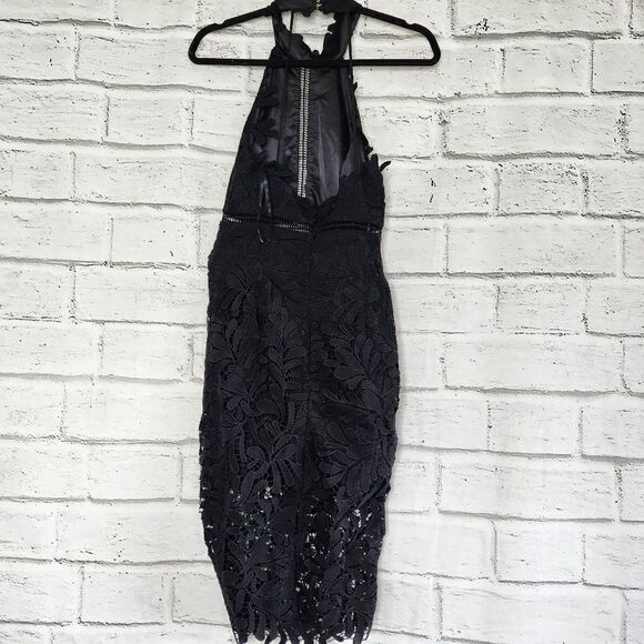 Bardot Kara Lace Halter Knee Length Dress Size 4 XS lace black lbd - Picture 5 of 12